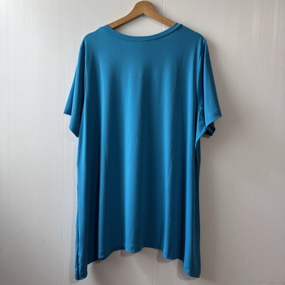 Quacker Factory 2X Sequin Fish Tunic Top Shirt Women’s Light Blue Lycra - Picture 2 of 14